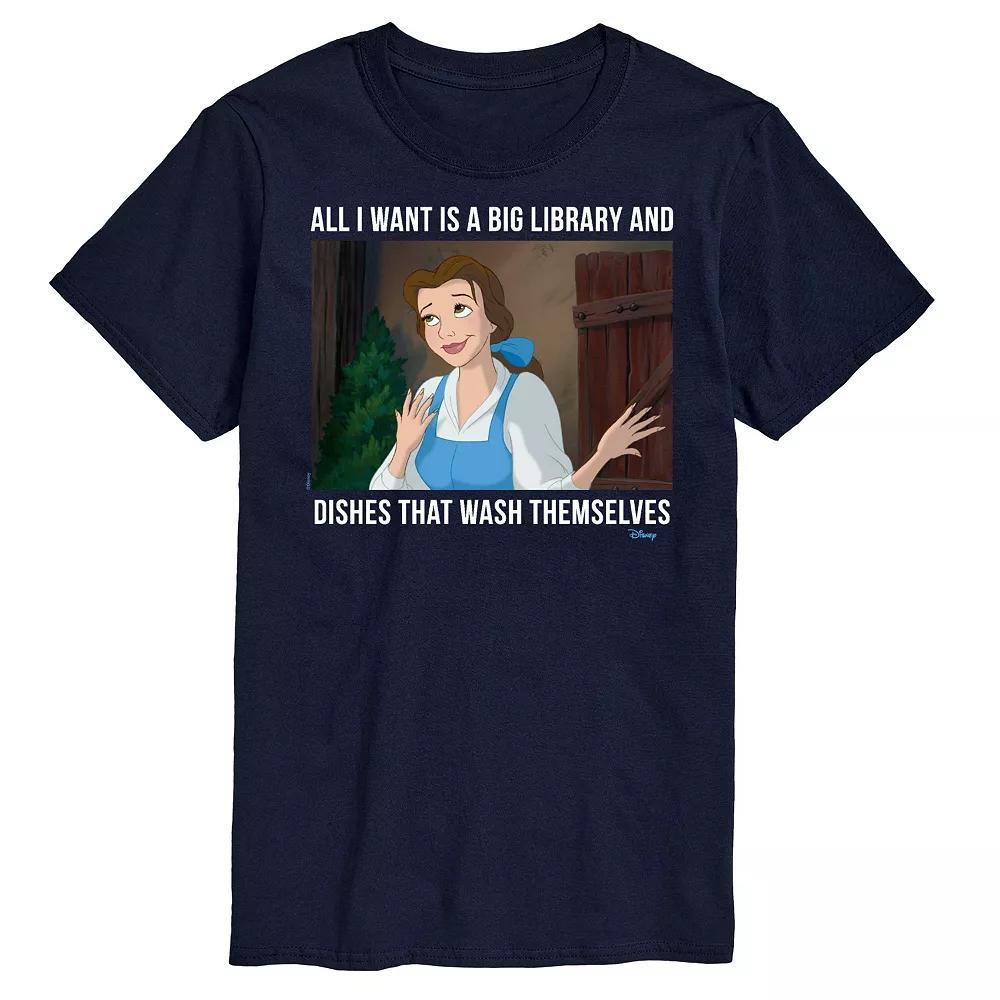 Disney Princess Big & Tall Belle Library Graphic Tee, Mens Blue Product Image
