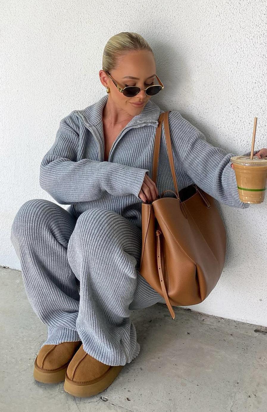 Let's Get Cosy Knit Sweater Grey Marle Product Image