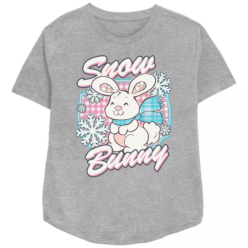 Women's Strawberry Shortcake Snow Bunny Relaxed Fit Graphic Tee, Size: Small, Athletic Grey Product Image