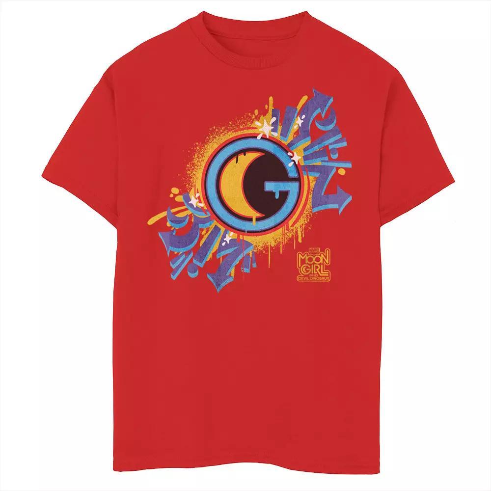 Boys 8-20 Marvel Moon Girl and Dinosaur Devil Graffiti Logo Graphic Tee, Boy's, Size: Large, Red Product Image
