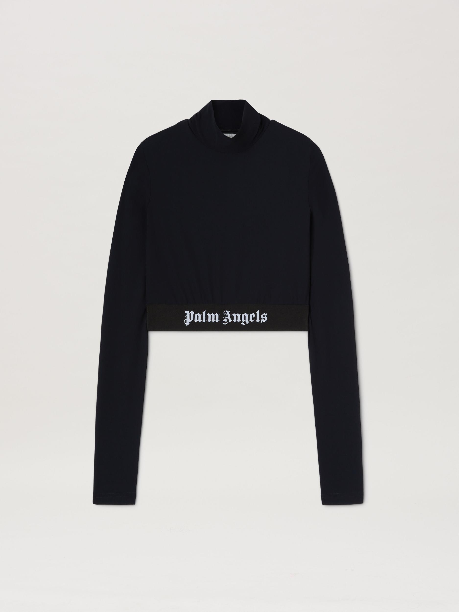 Sport cropped mock top with logo band Product Image
