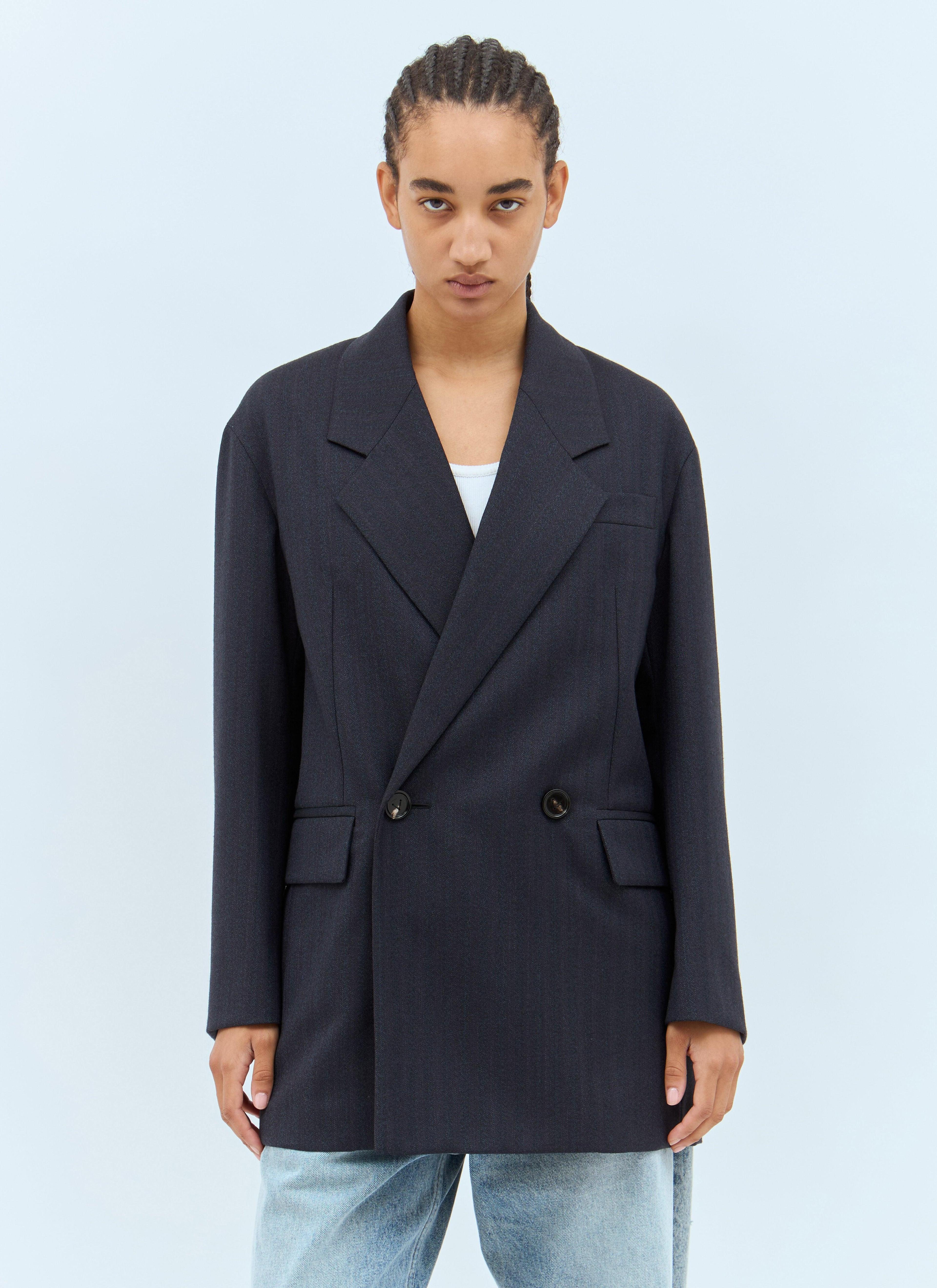 BOTTEGA VENETA Subtle Stripe Double-breasted Wool Jacket In Blue Product Image
