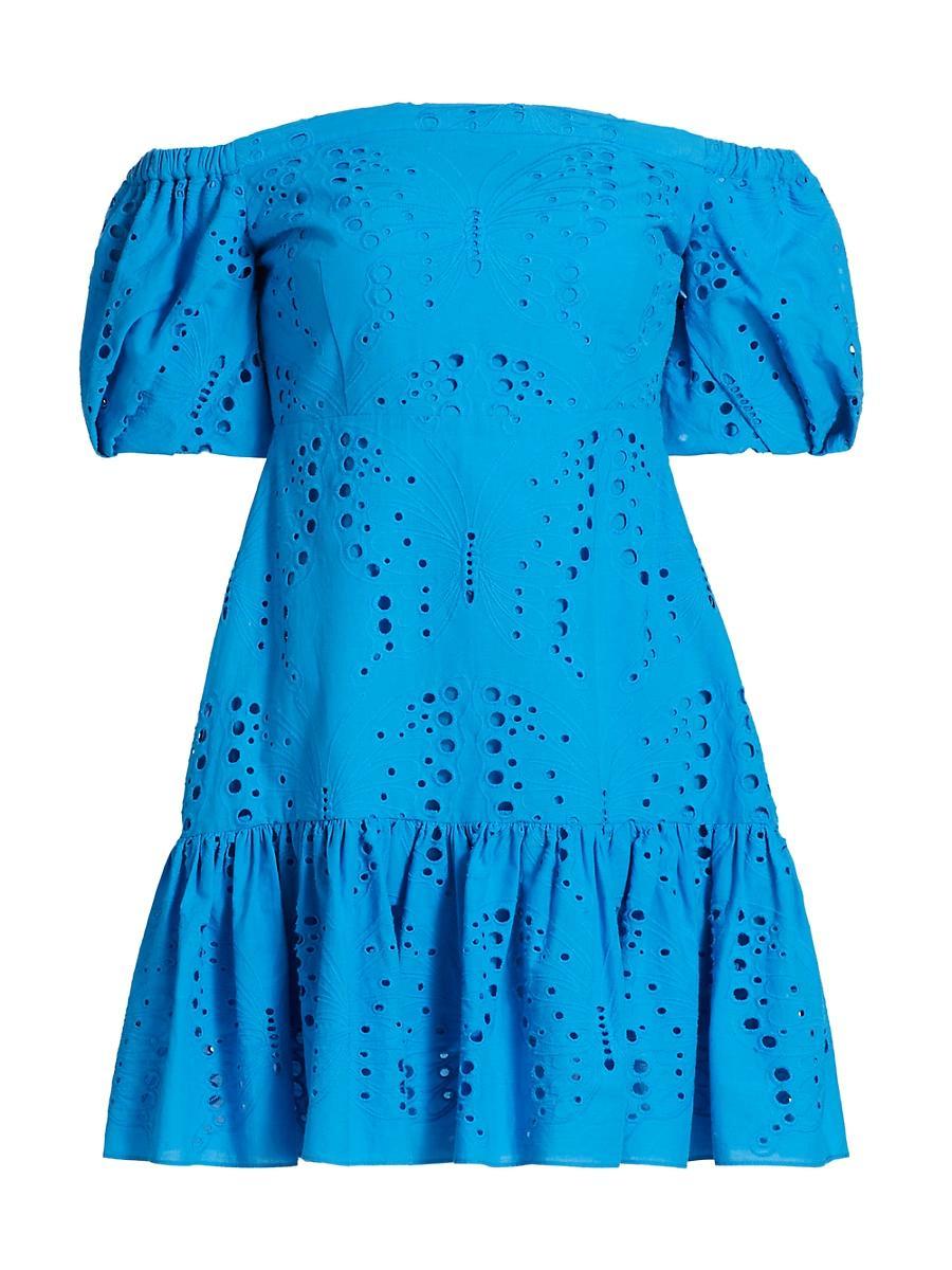 Womens Butterfly Eyelet Off The Shoulder Dress Product Image