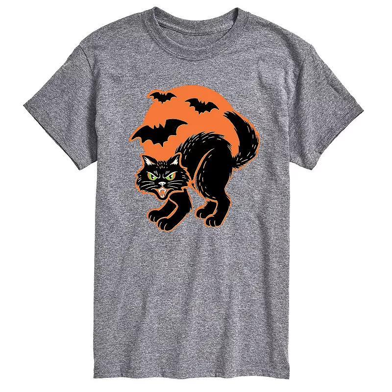 Mens Vintage Paper Cat Halloween Graphic Tee Product Image