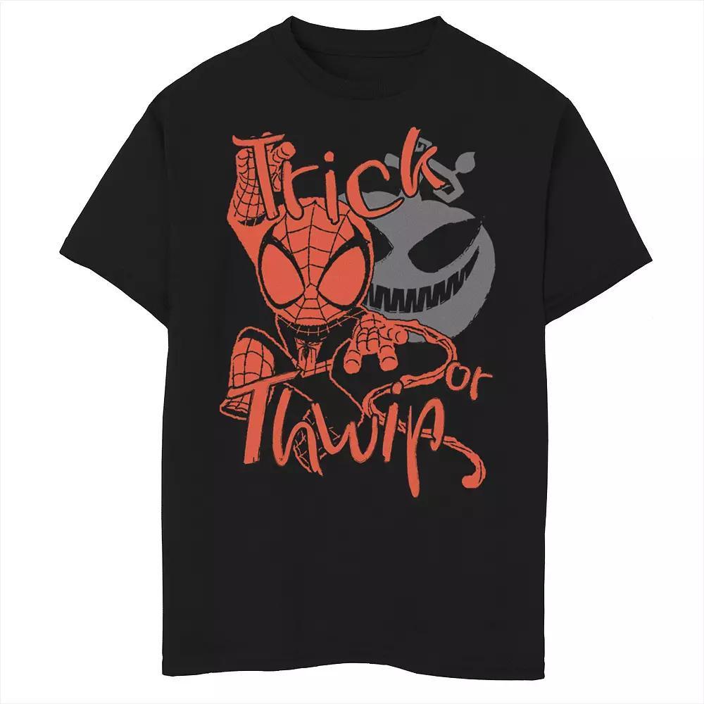Boys 8-20 Marvel Spider-Man Trick or Thwip Pumpkin Halloween Graphic Tee, Boy's, Size: XS, Black Product Image