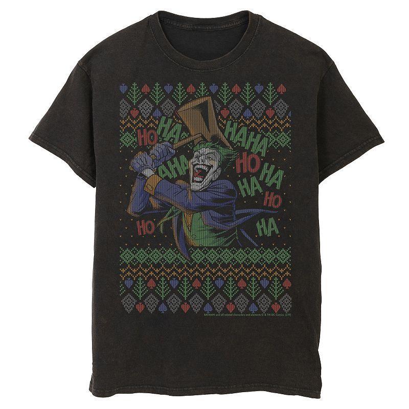 Mens Batman The Joker Laughing Vintage Knit Style Tee, Men's, Size: Medium, Black Product Image