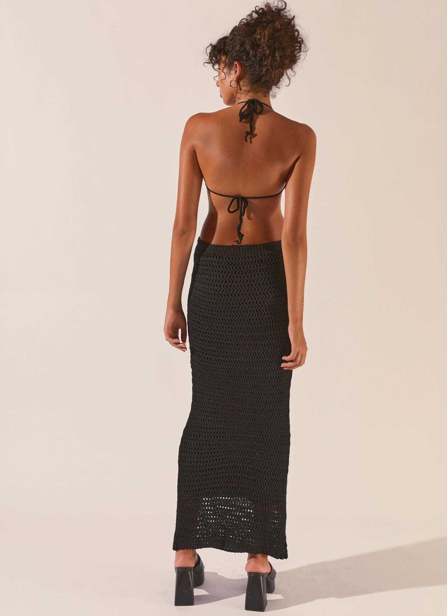 Afternoons In Majorca Crochet Maxi Dress - Black Sand Product Image