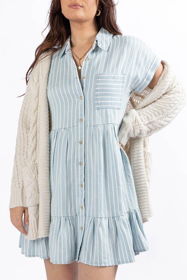 I Told You Striped Chambray Shirt Dress Product Image