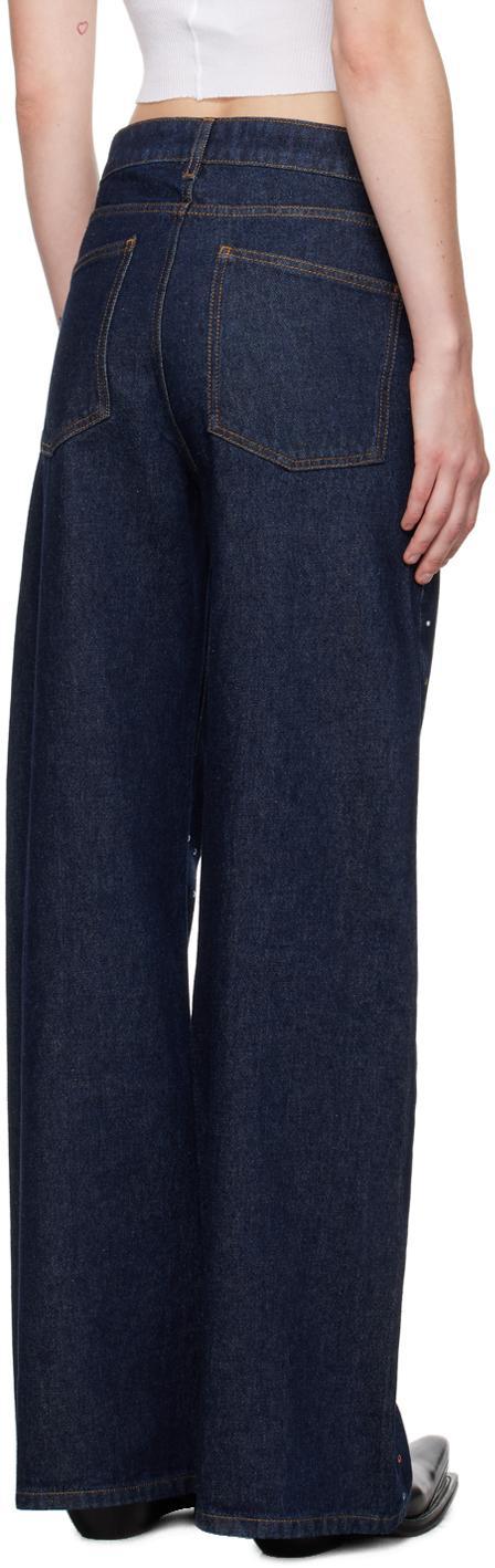 MSGM Blue Wide-leg Studs Jeans Product Image