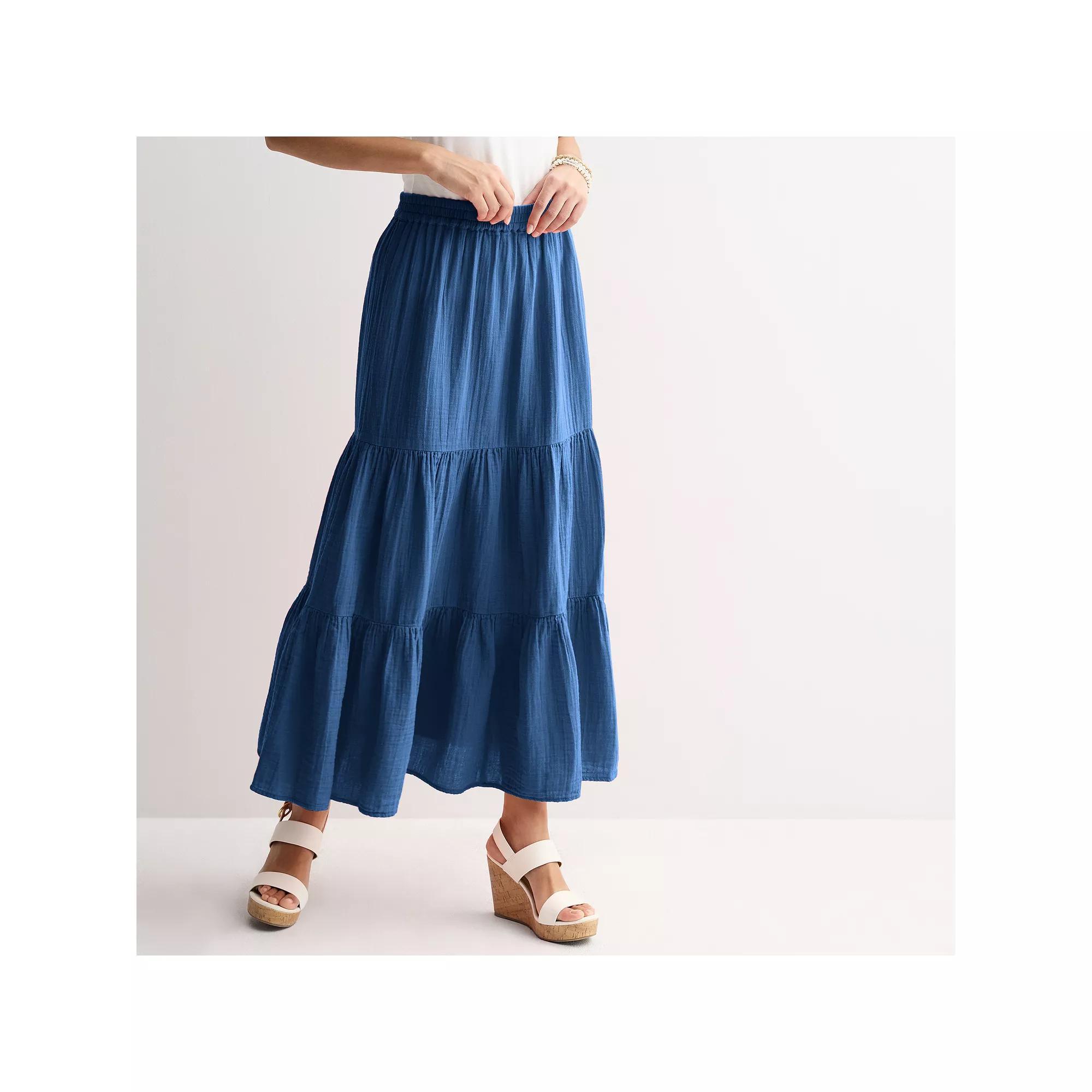 Women's Sonoma Goods For Life® Double Weave Maxi Skirt, Size: Large, Blue Beauty Product Image