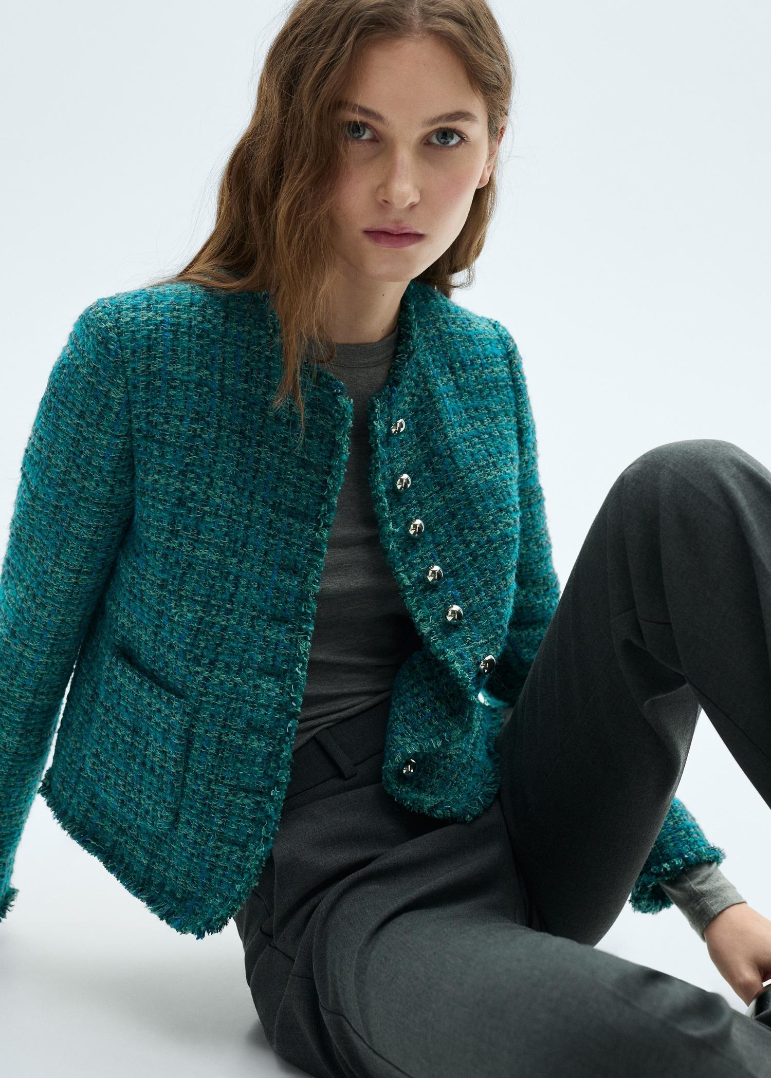 Pocket tweed jacket - Women | MANGO USA Product Image