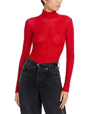 Frame Mesh Lace Turtleneck Top Product Image