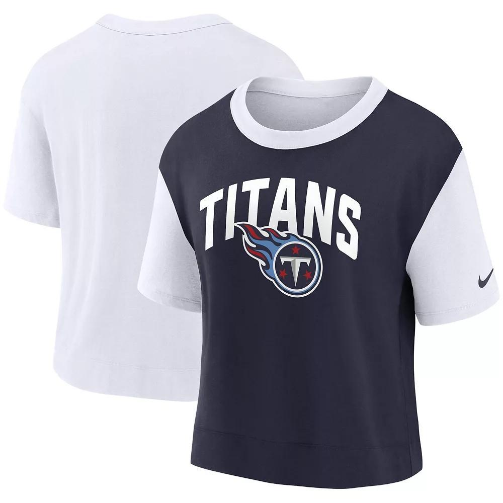 Women's Nike White/Navy Tennessee Titans High Hip Fashion T-Shirt, Size: Large Product Image