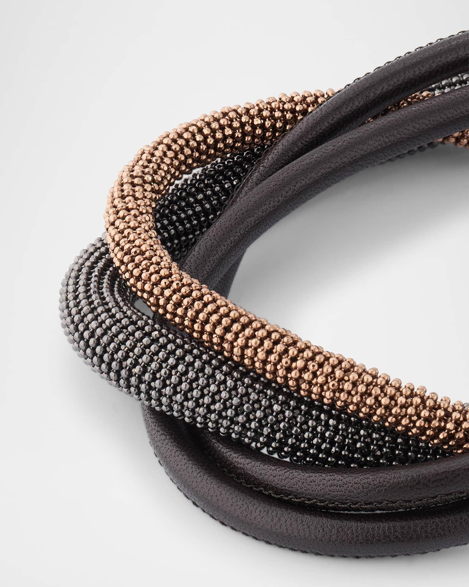 Monili Leather Twisted Coil Collar Necklace Product Image