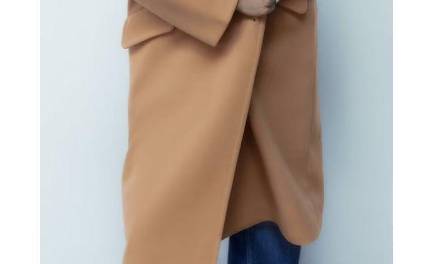 Plain Midi Double-Breasted Coat Product Image