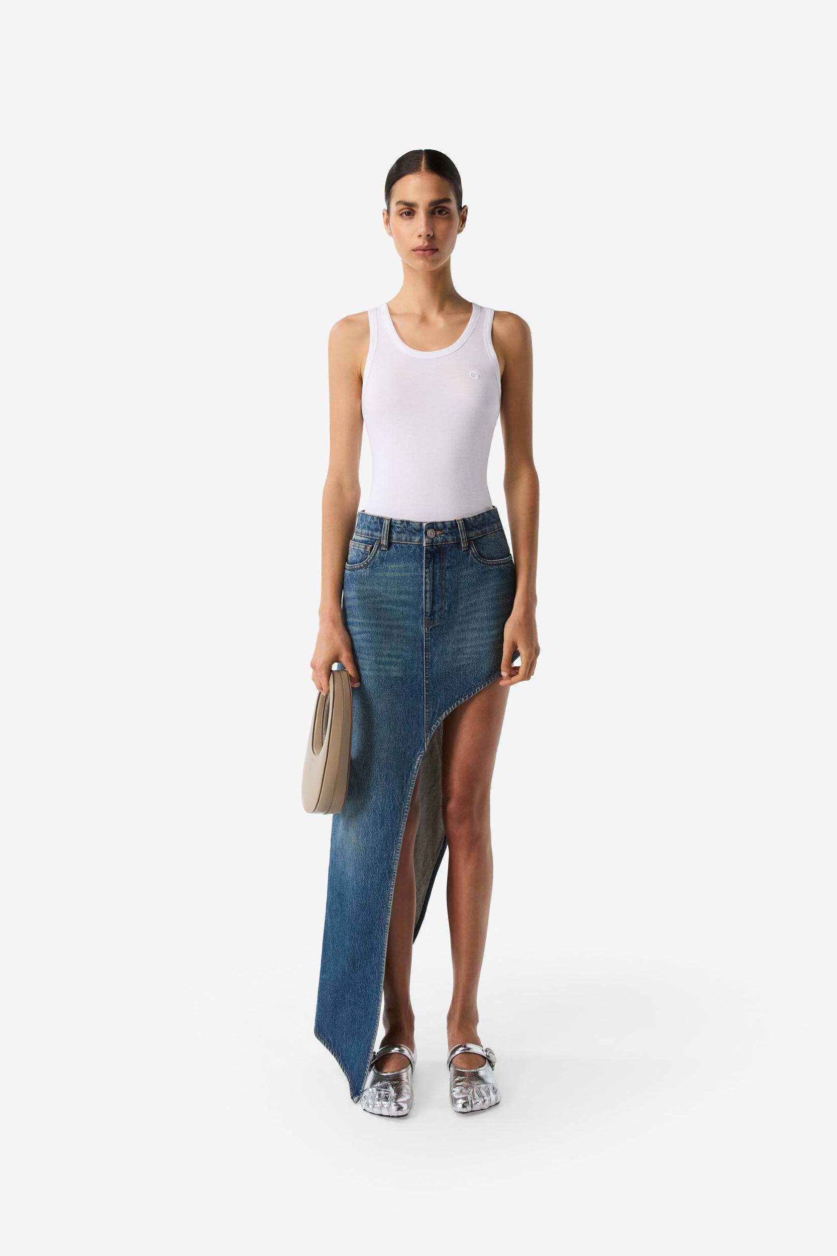 One-Leg Denim Skirt Product Image
