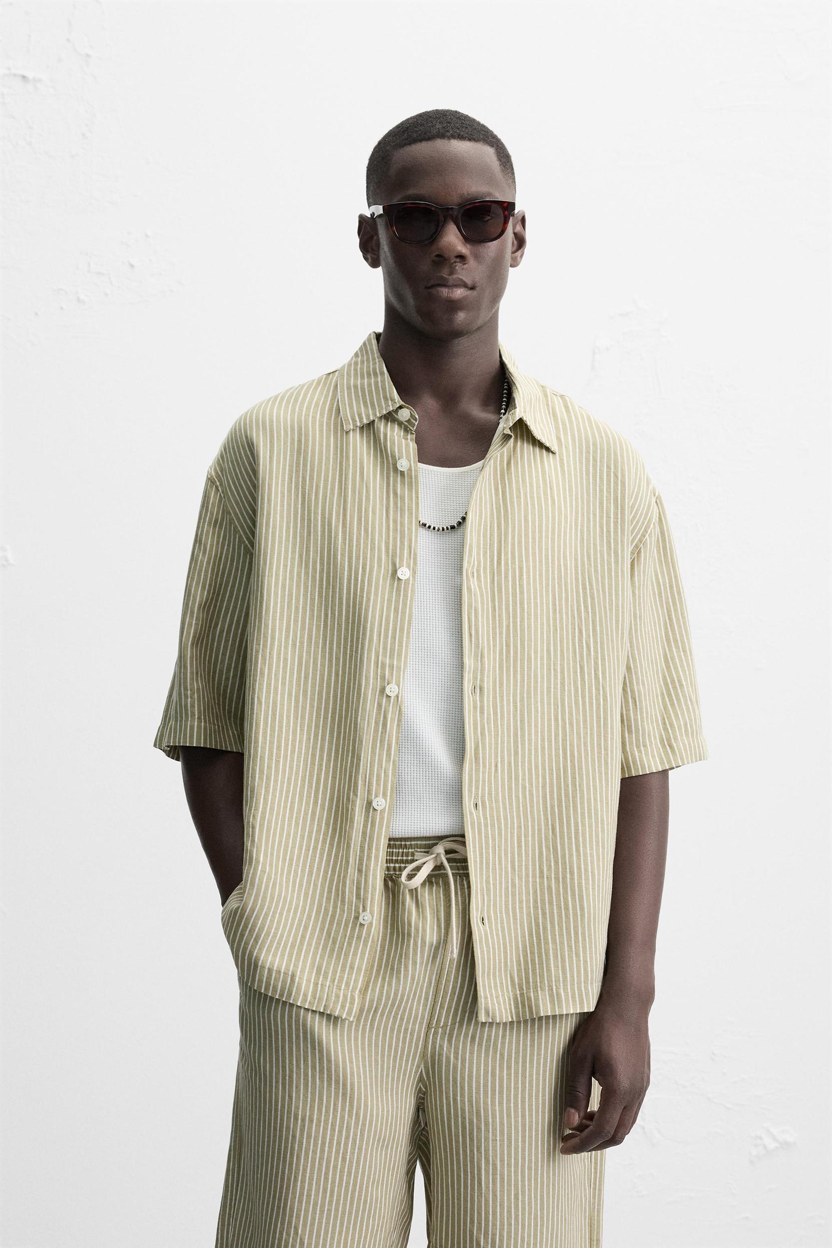 LINEN - VISCOSE STRIPED SHIRT Product Image