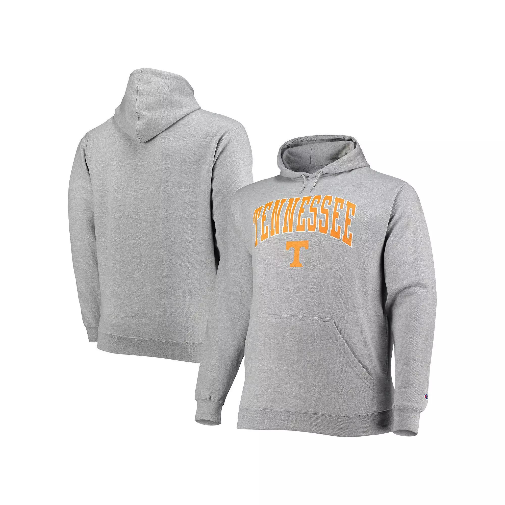 Men's Champion Heather Gray Tennessee Volunteers Big & Tall Arch Over Logo Powerblend Pullover Hoodie, Size: 5XB, Grey Product Image