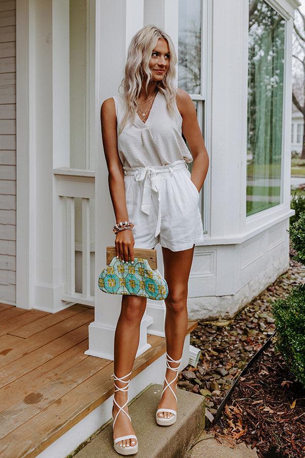 On The Boat Linen-Blend Shorts In Ivory Product Image
