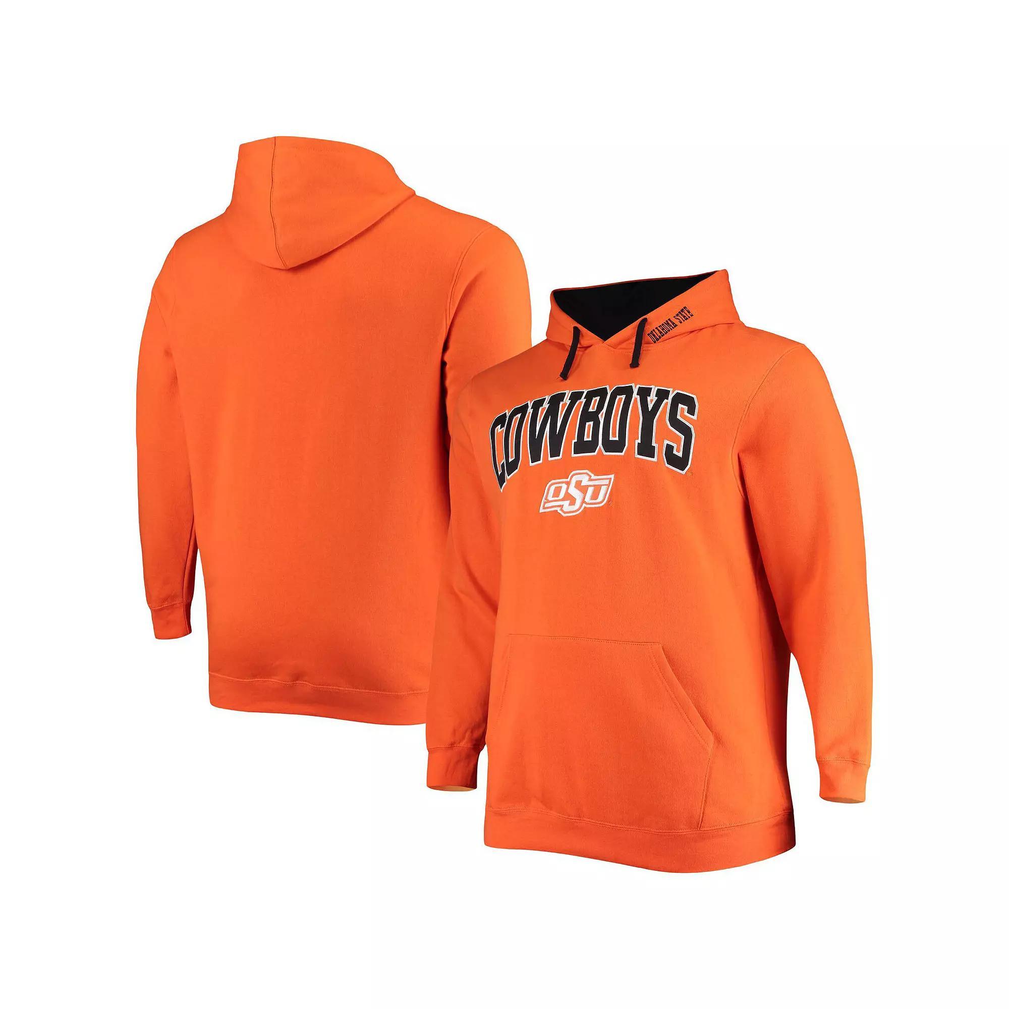 Men's Colosseum Orange Oklahoma State Cowboys Big & Tall Arch & Logo 2.0 Pullover Hoodie, Size: 3XLT Product Image