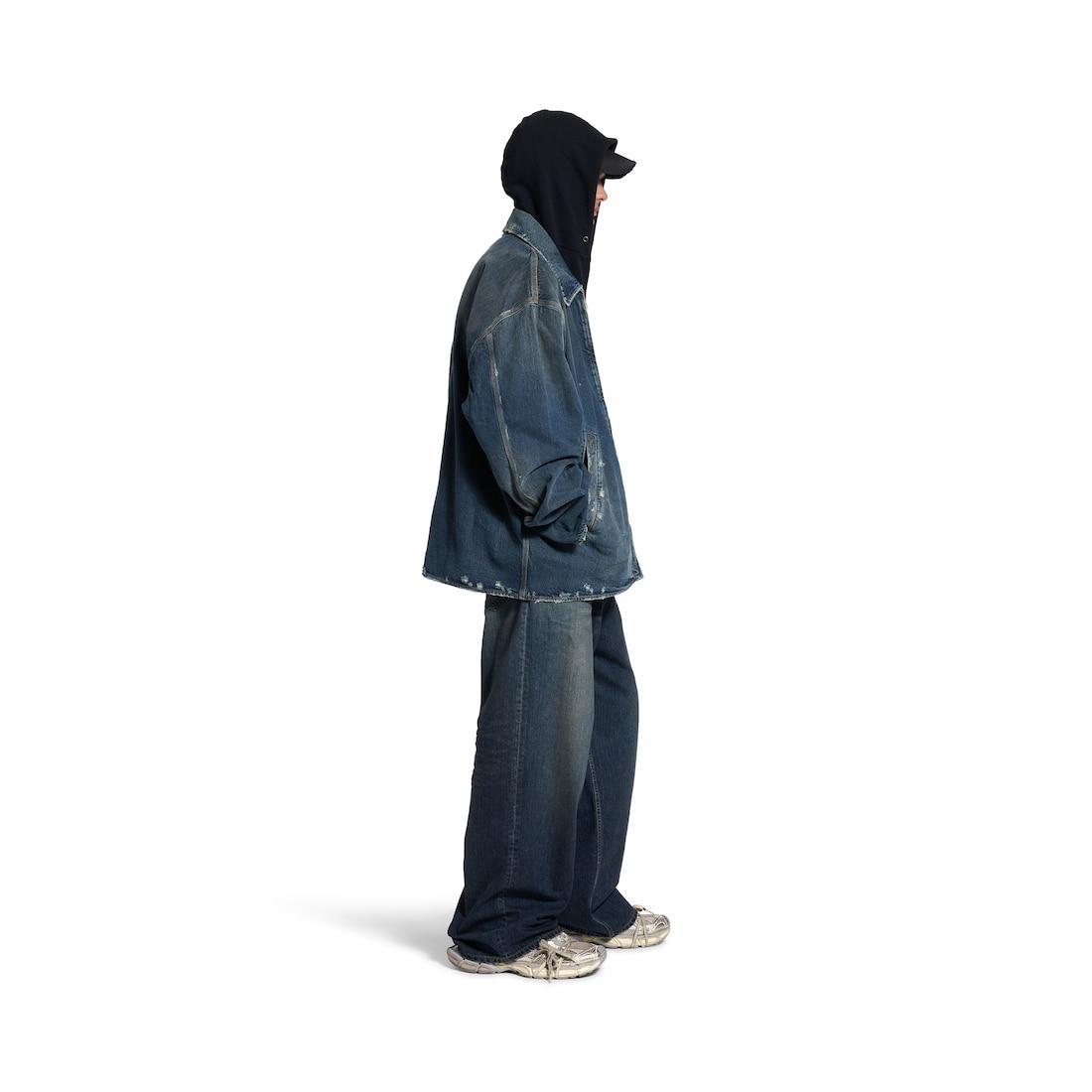 Men's Zip-up Denim Jacket in Blue Product Image