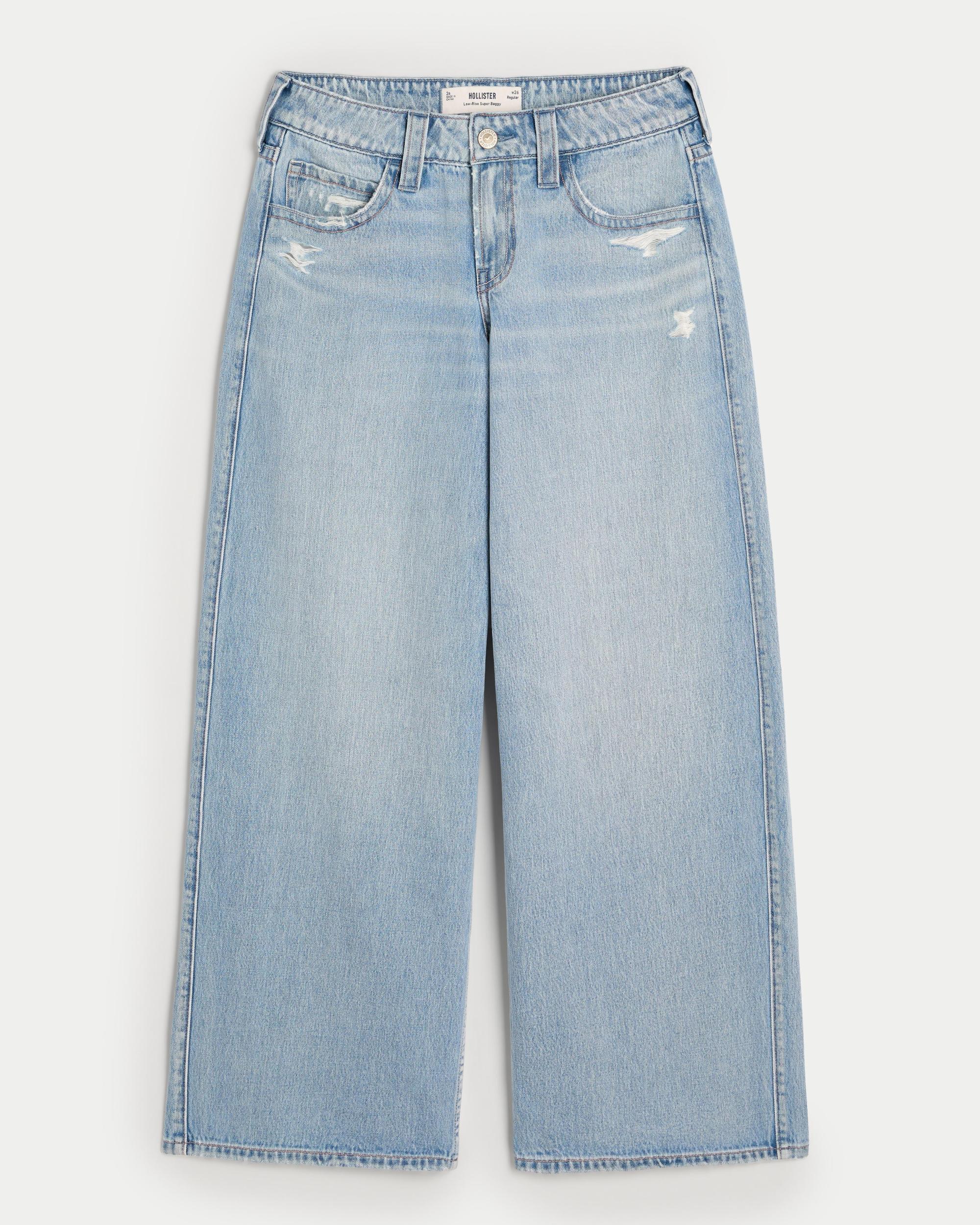 Low-Rise Medium Wash Super Baggy Jeans Product Image