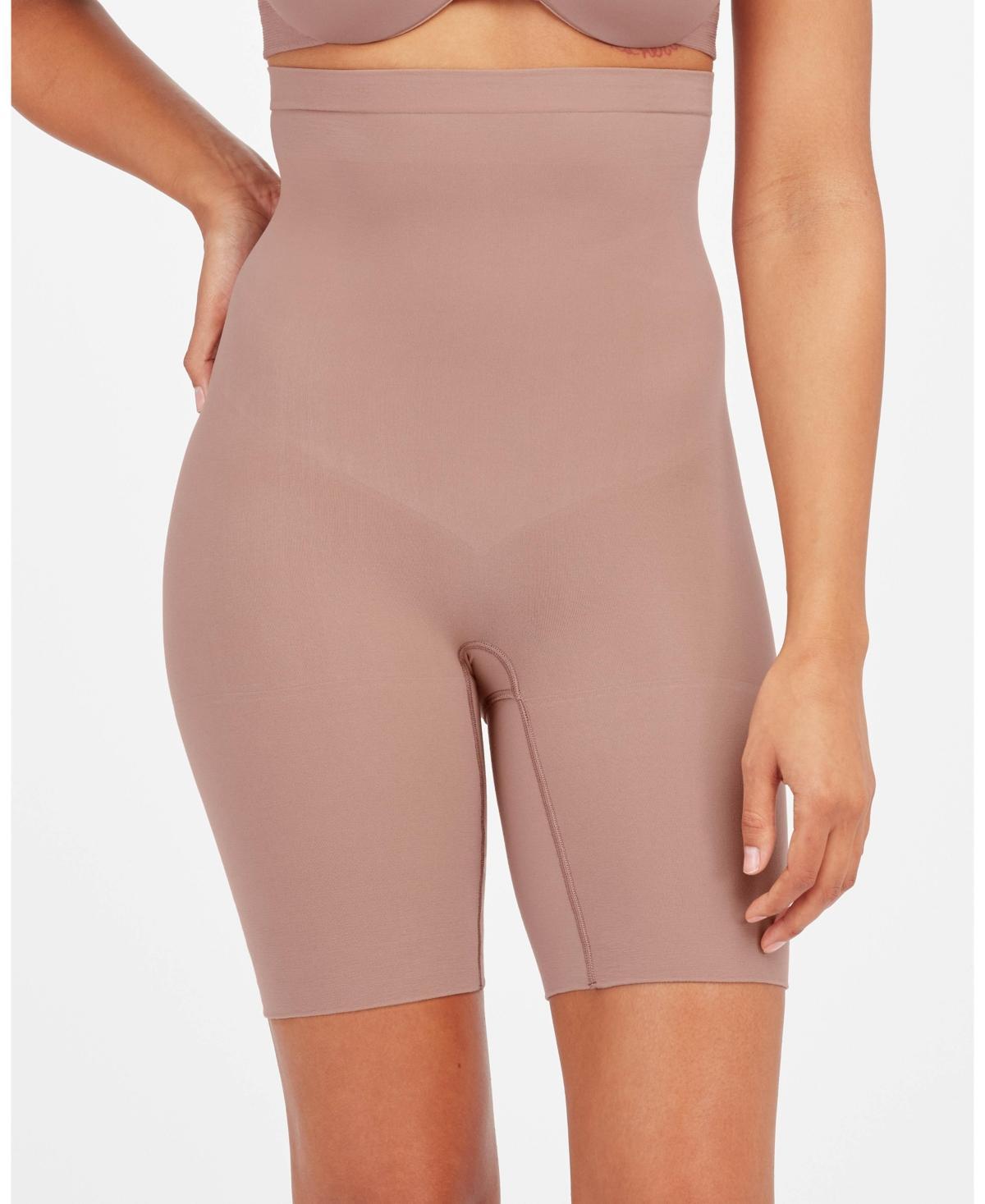 Spanx Everyday Seamless Shaping High-Waisted Mid-Thigh Shorts in beige Product Image
