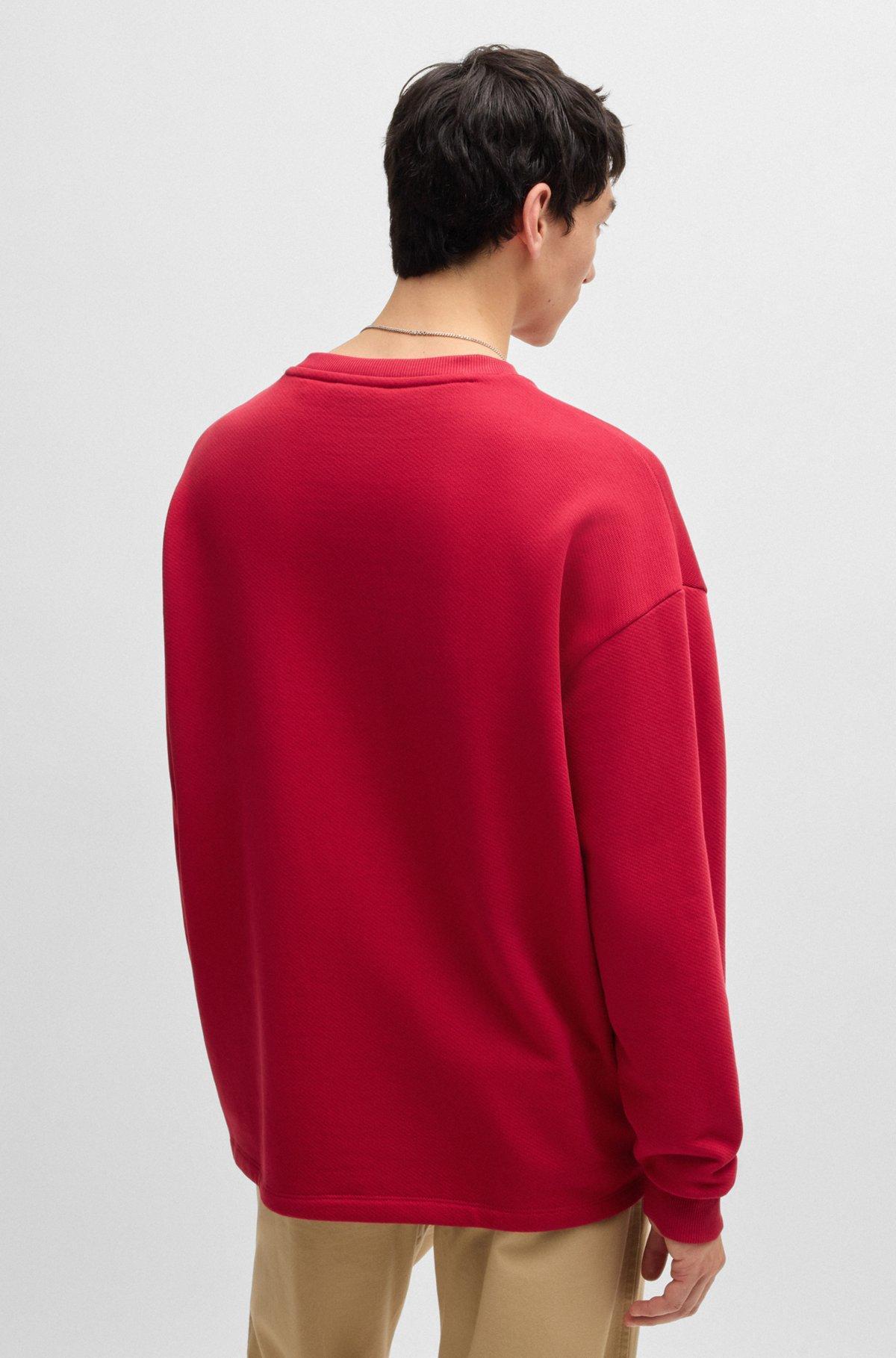 Cotton-terry sweatshirt with Happy HUGO logo Product Image