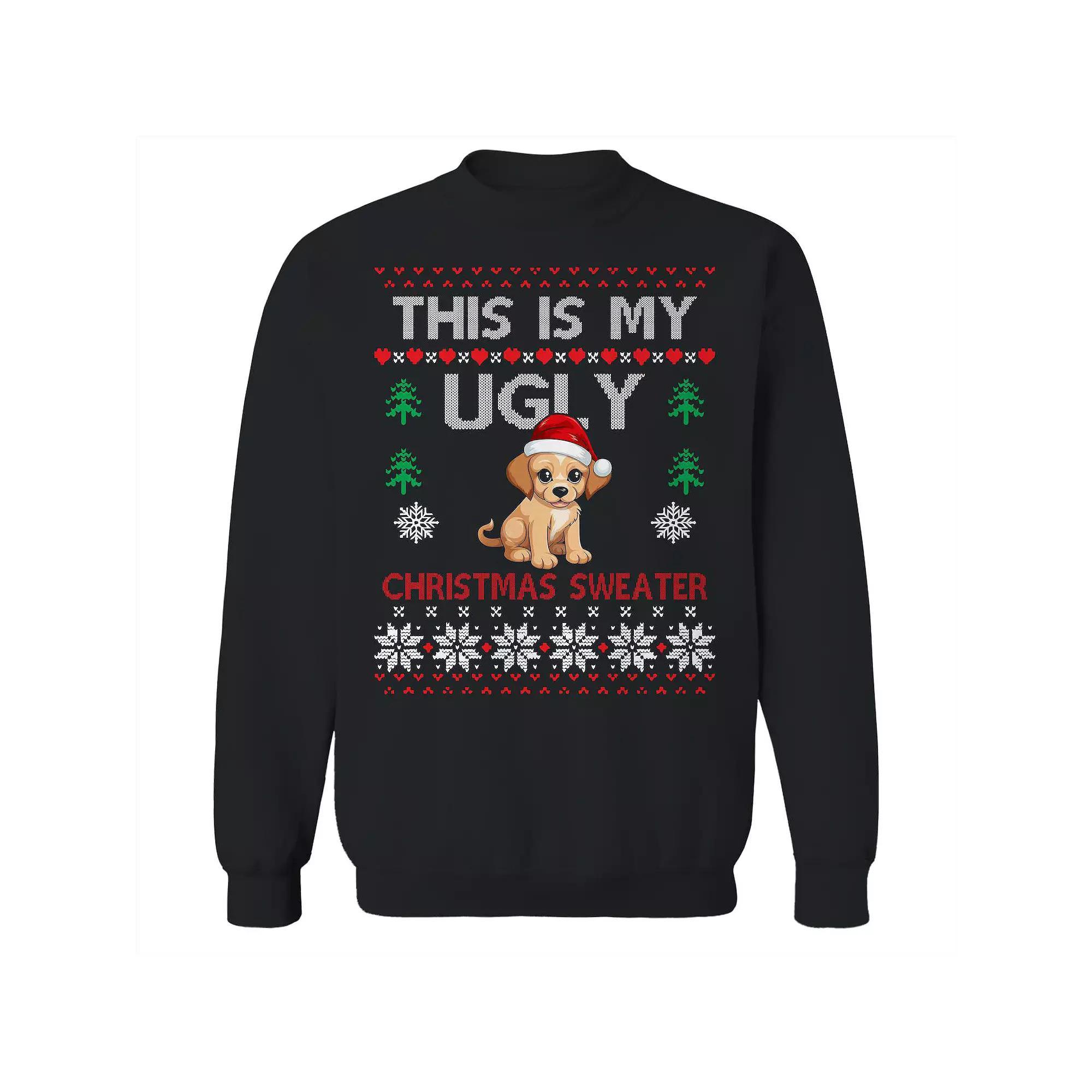Mens Ugly Puppy Christmas Sweater Graphic Sweatshirt Product Image