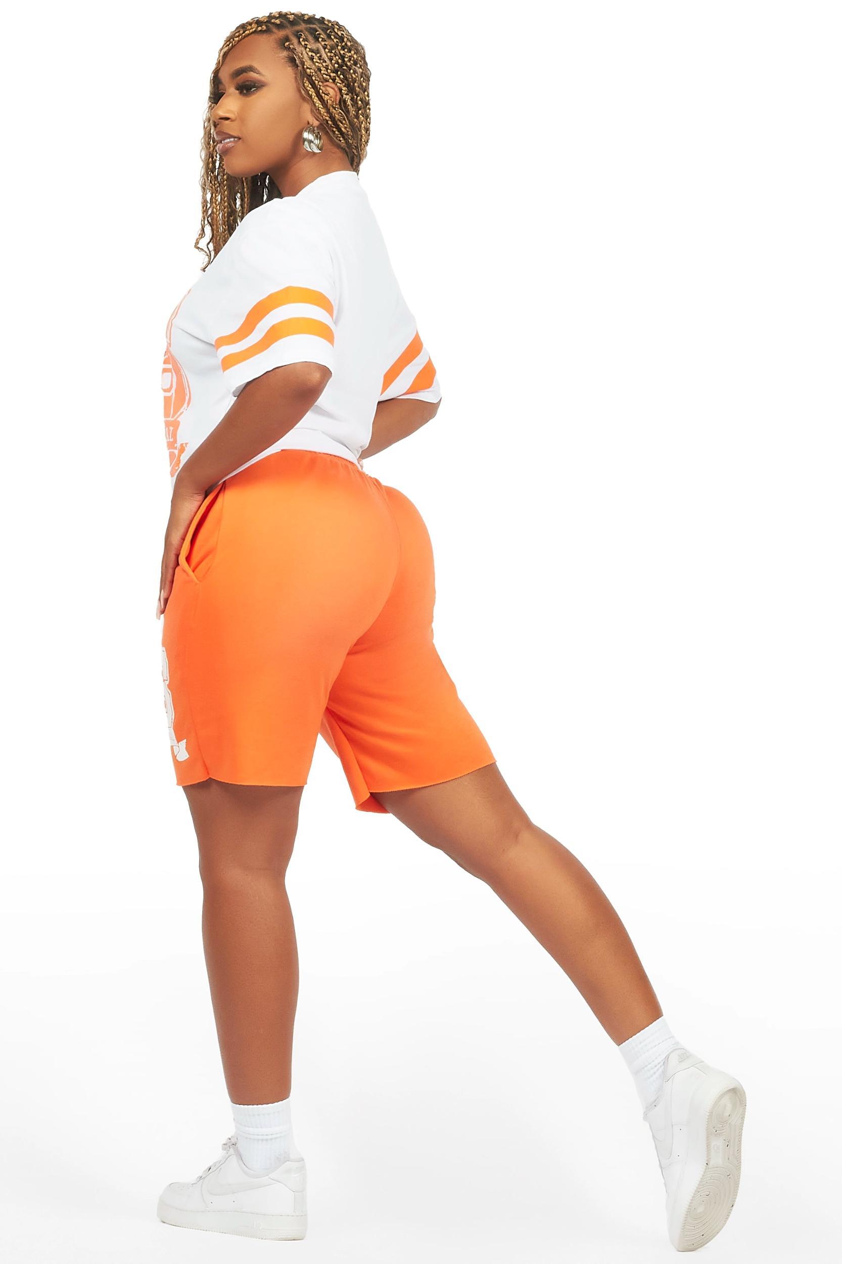 Tenita White/Orange T-Shirt Short Set Female Product Image