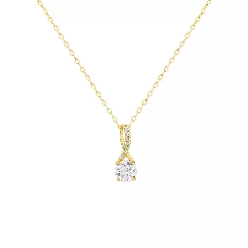 PRIMROSE Sterling Silver Pave Cubic Zirconia Twisted Bale Pendant Necklace, Women's, Size: 18", Yellow Gold Tone Product Image