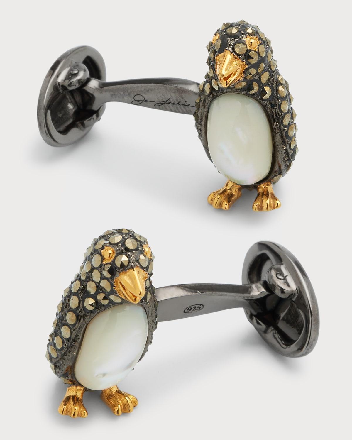 Jan Leslie Sterling Silver & Marcasite Penguin Cufflinks Product Image