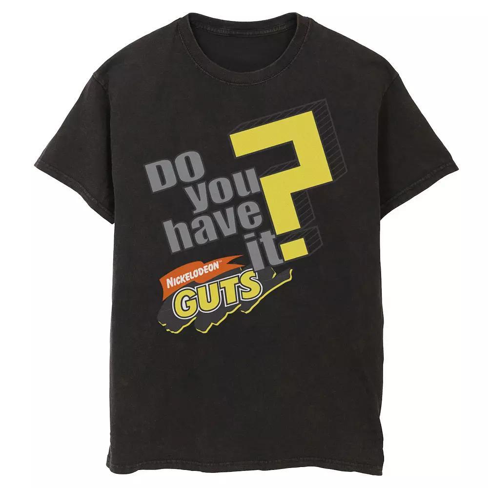 Men's Nickelodeon Guts Do You Have It Vintage Question Logo Graphic Tee, Size: 3XL, Black Product Image