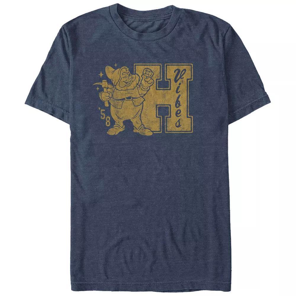Disney's Snow White And The Seven Dwarfs Happy Vibes Big & Tall Graphic Tee, Men's, Size: 4XL Tall, Navy Grey Product Image