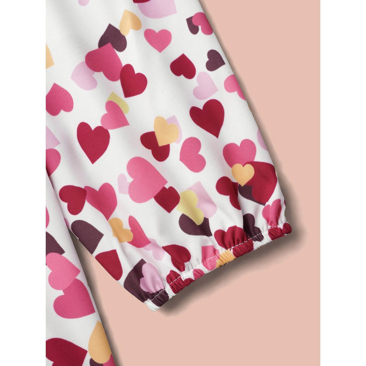 Plus Size WhiteSmoke Notched Collar Multi-Color Hearts Blouse Women Elegant Extra Long Sleeve Flat collar with V-notch Everyday Blouses BloomChic 26/4X Product Image