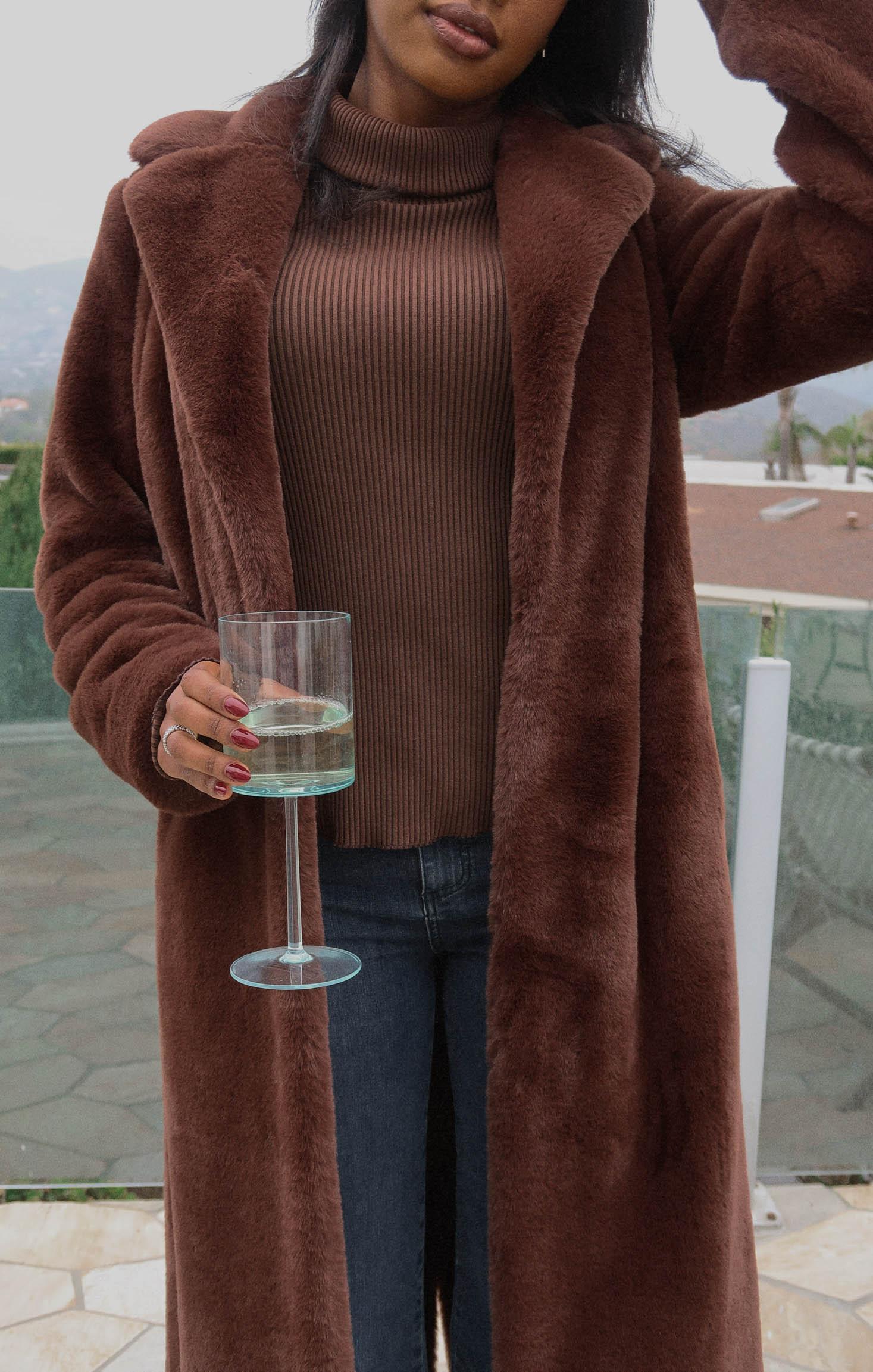 Miss Tiffy Fur Jacket ~ Brown Faux Fur Product Image