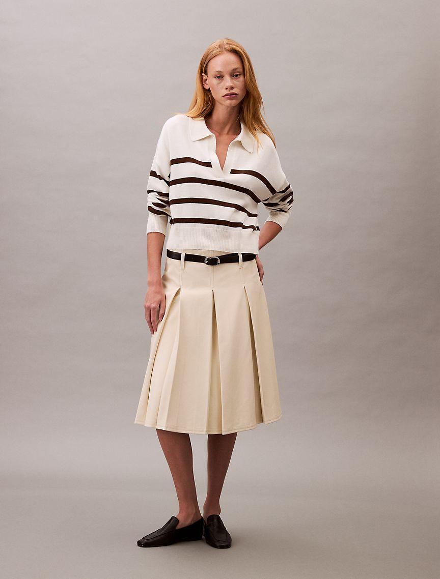 Smooth Cotton Johnny Collar Polo Sweater Product Image