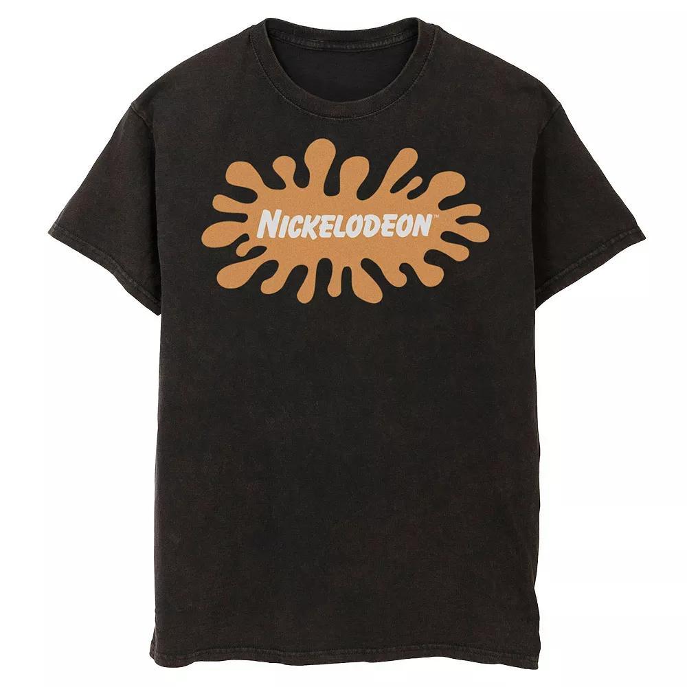 Men's Nickelodeon Classic Splatter Logo Mineral Wash Graphic Tee, Size: Medium, Black Product Image