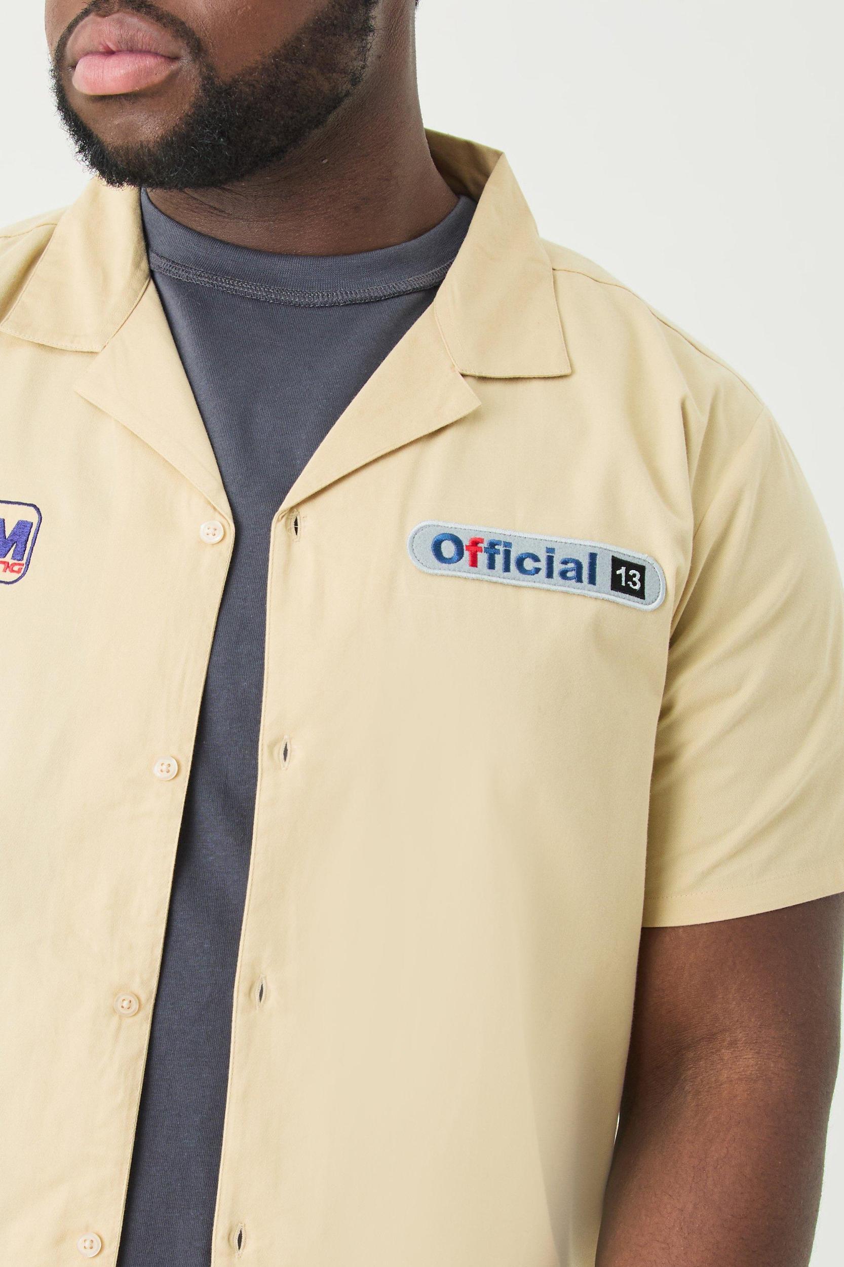 Plus Short Sleeve Twill Moto Shirt | boohooMAN USA Product Image