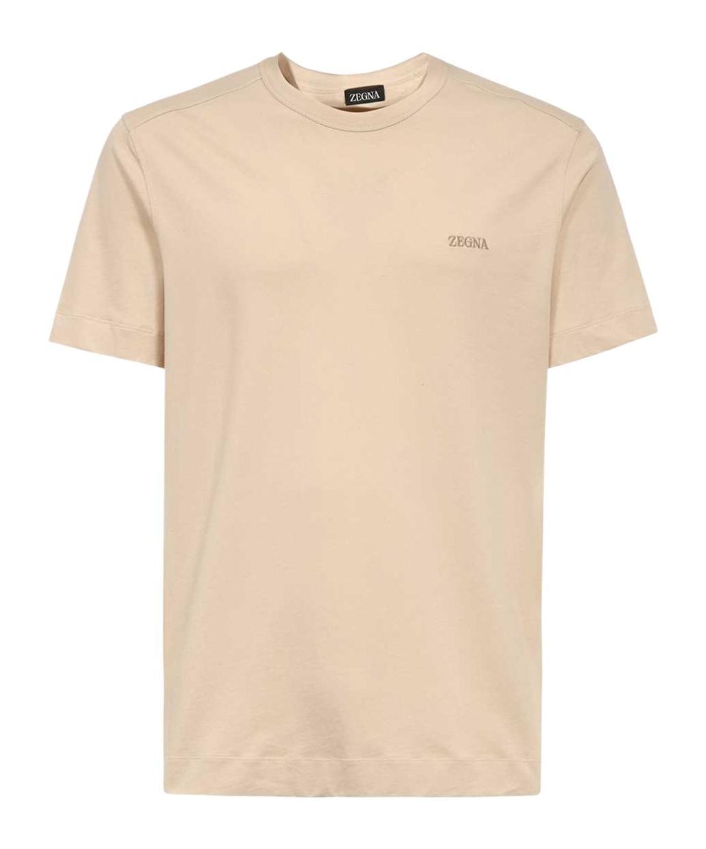 ZEGNA Men's Cotton Embroidered Logo Crewneck T-shirt In Brown Product Image