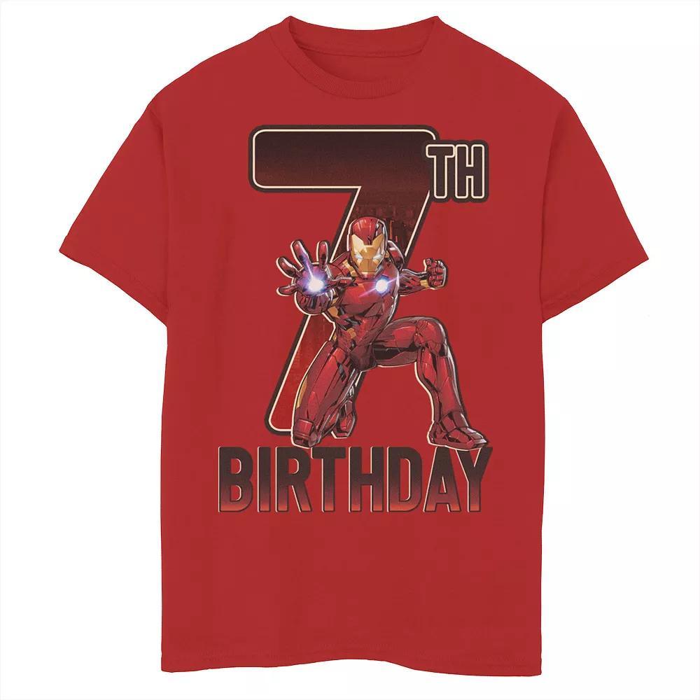 Boys 8-20 Marvel Iron Man 7th Birthday Action Pose Graphic Tee, Boy's, Size: XS, Red Product Image
