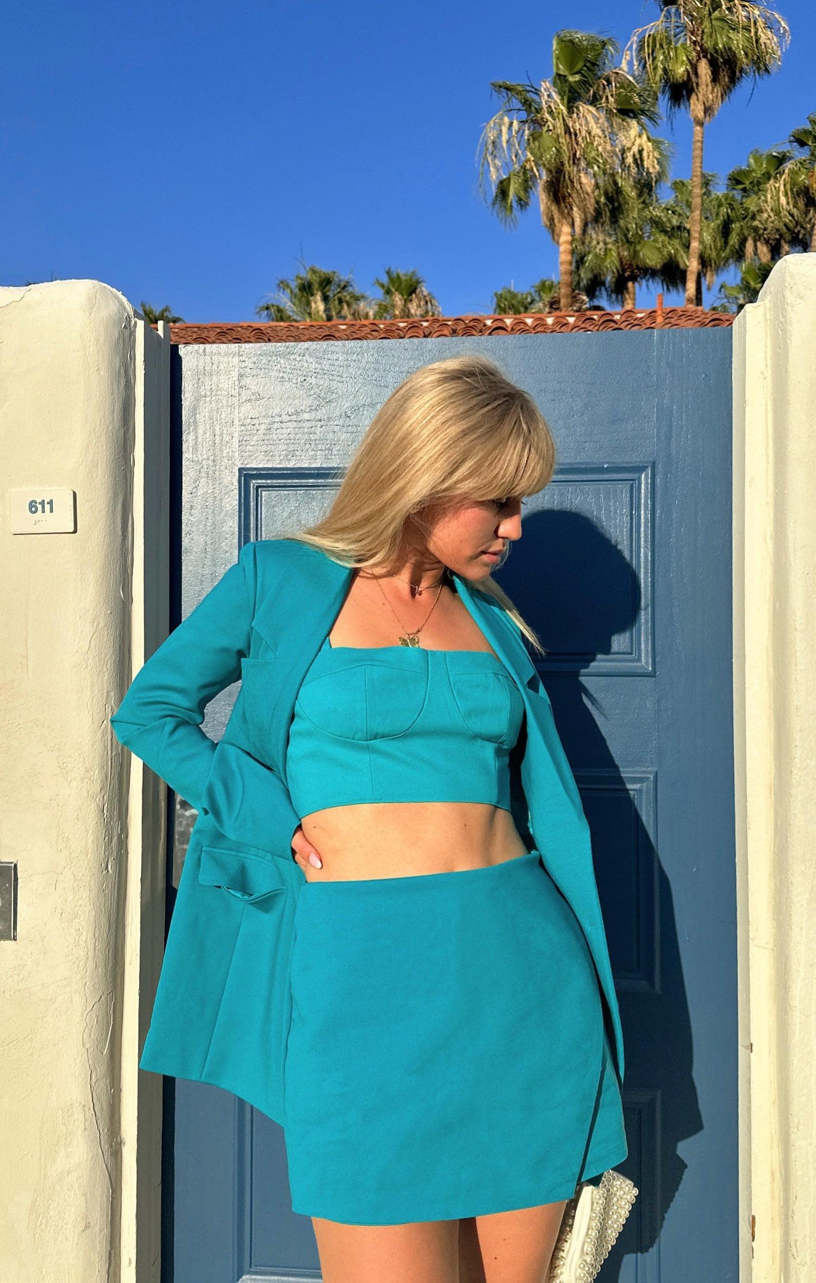 Sally Crop Top ~ Teal Suiting Product Image
