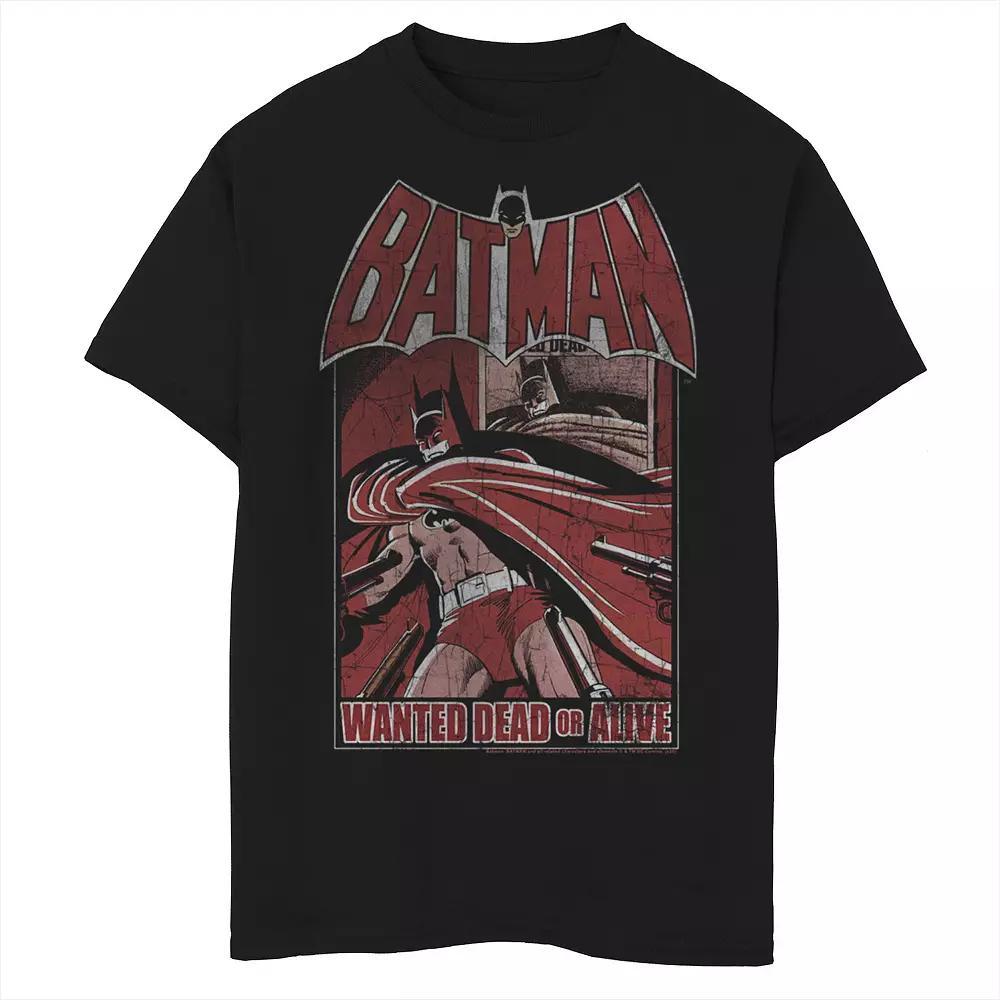 Boys 8-20 Batman Wanted Dead Or Alive Red Hue Poster Graphic Tee, Boy's, Size: Small, Black Product Image