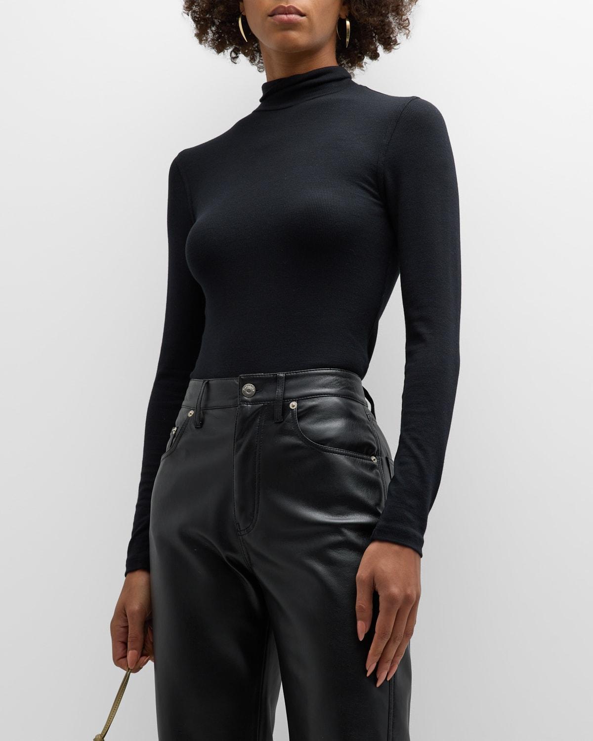 Frame Ribbed Mock Neck Top Product Image
