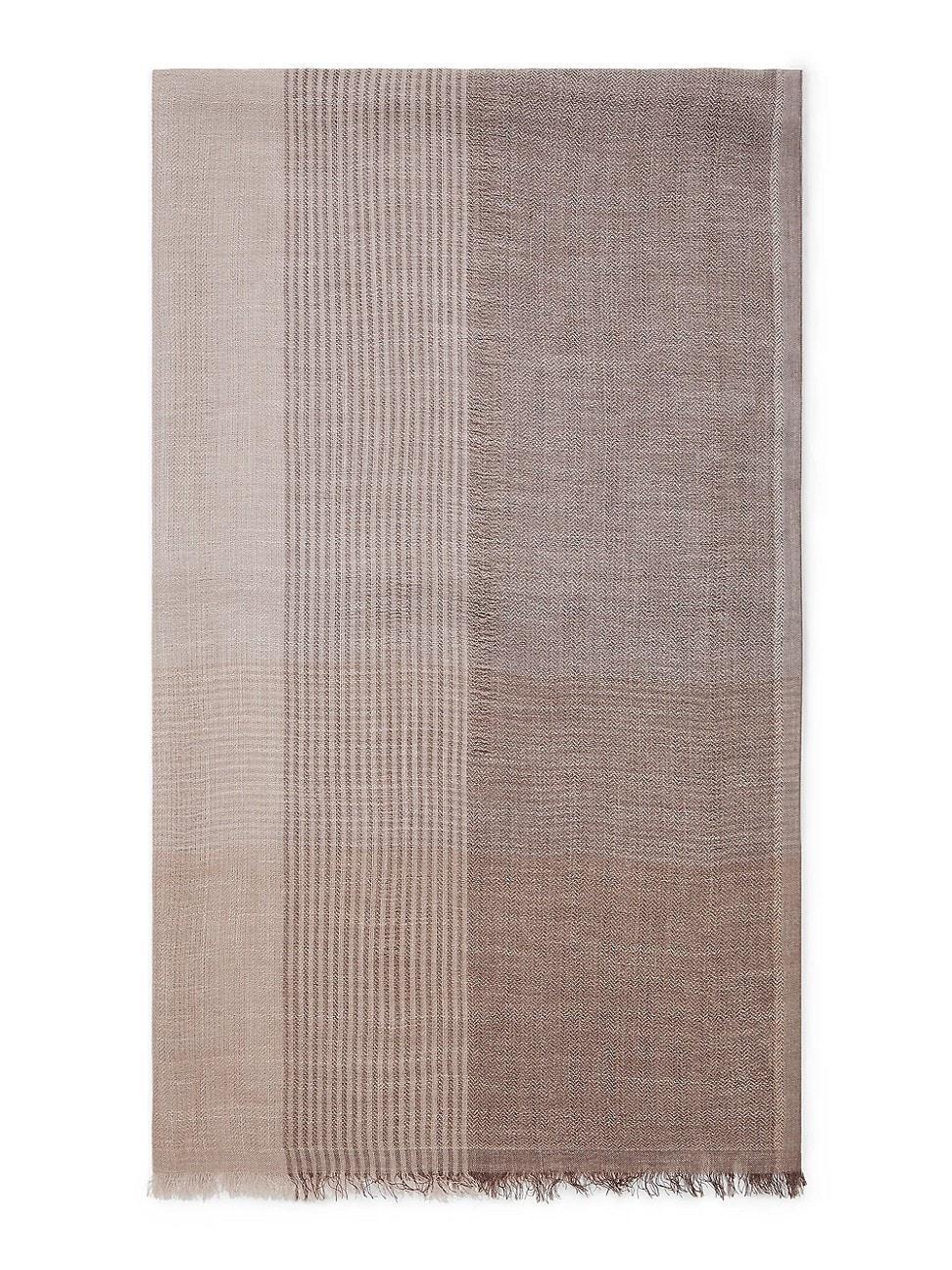 Mens Silk and Linen Chevron Scarf with Stripes Product Image
