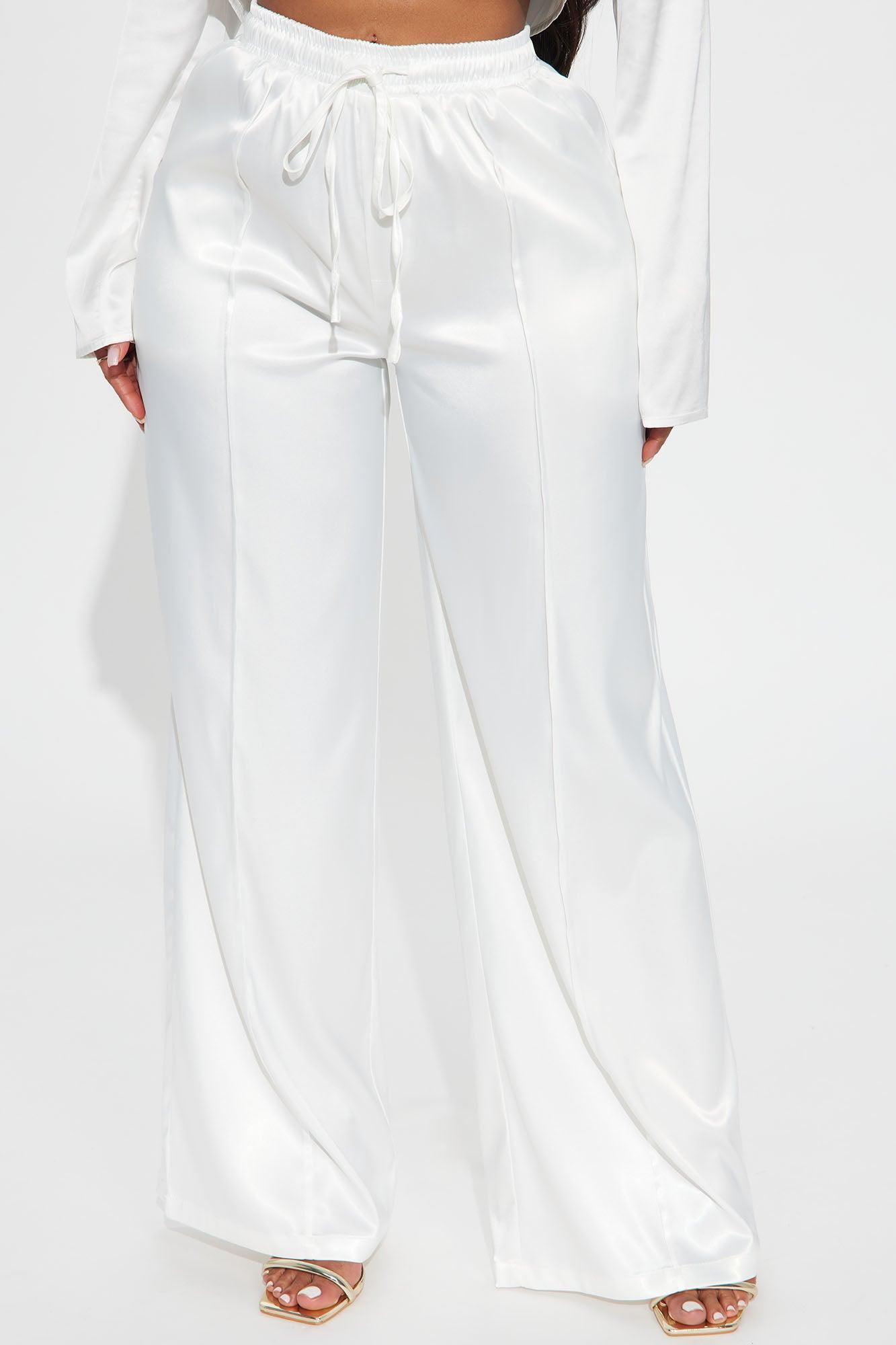 Pleasure Is Mine Satin Wide Leg Pant - Cream Female Product Image