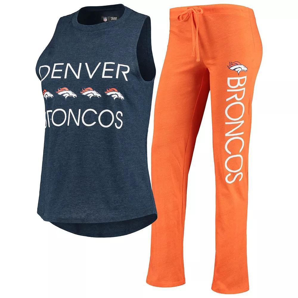Women's Concepts Sport Orange/Navy Denver Broncos Muscle Tank Top & Pants Sleep Set, Size: Medium Product Image
