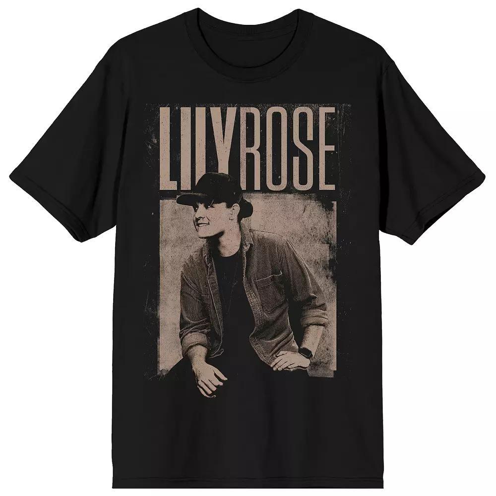 Men's Lily Rose Monochrome Photo Short Sleeve Graphic T-Shirt, Size: Medium, Black Product Image