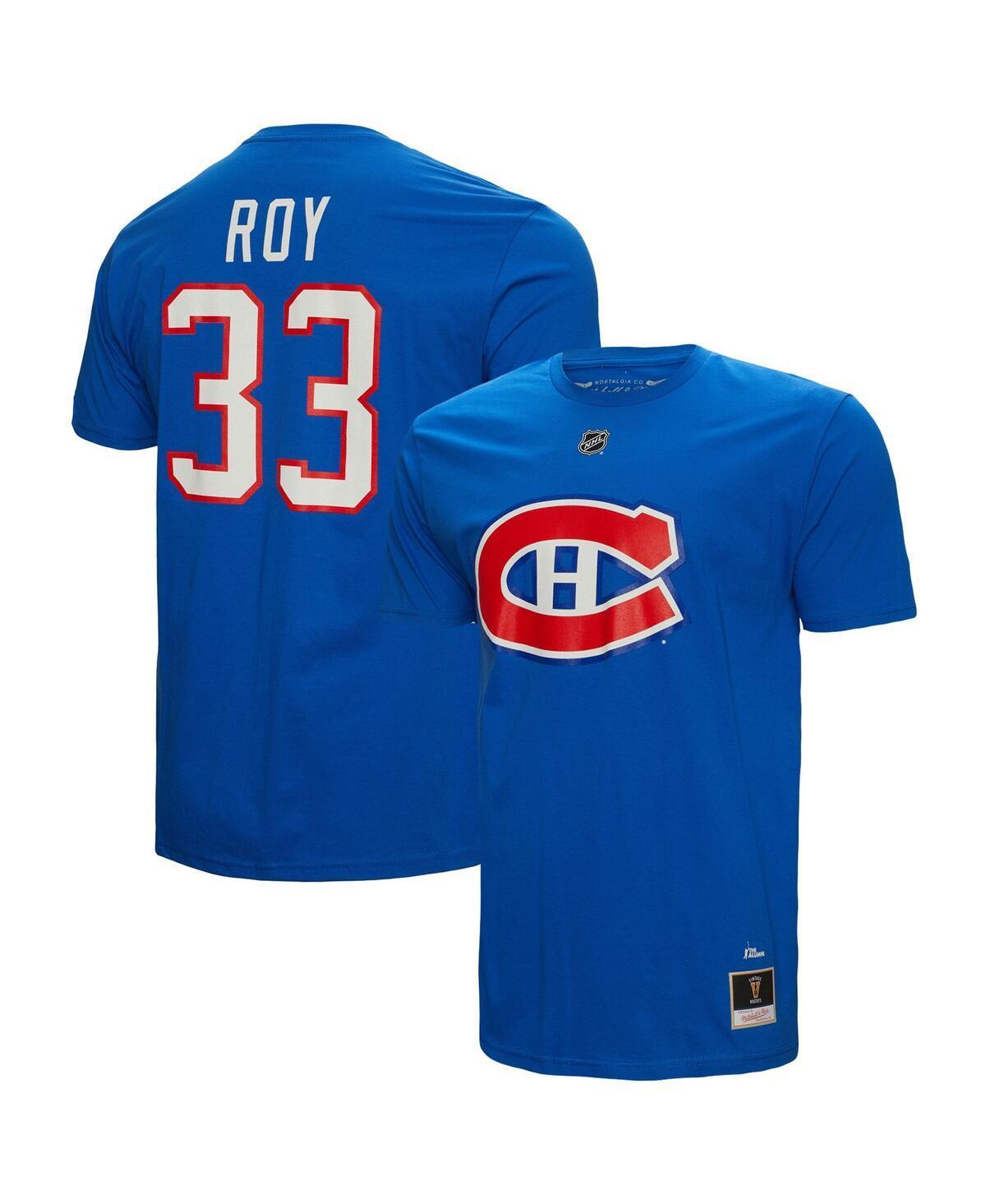 Men's Mitchell & Ness Patrick Roy Blue Montreal Canadiens Name & Number T-Shirt, Size: Small, Cnd Blue Product Image