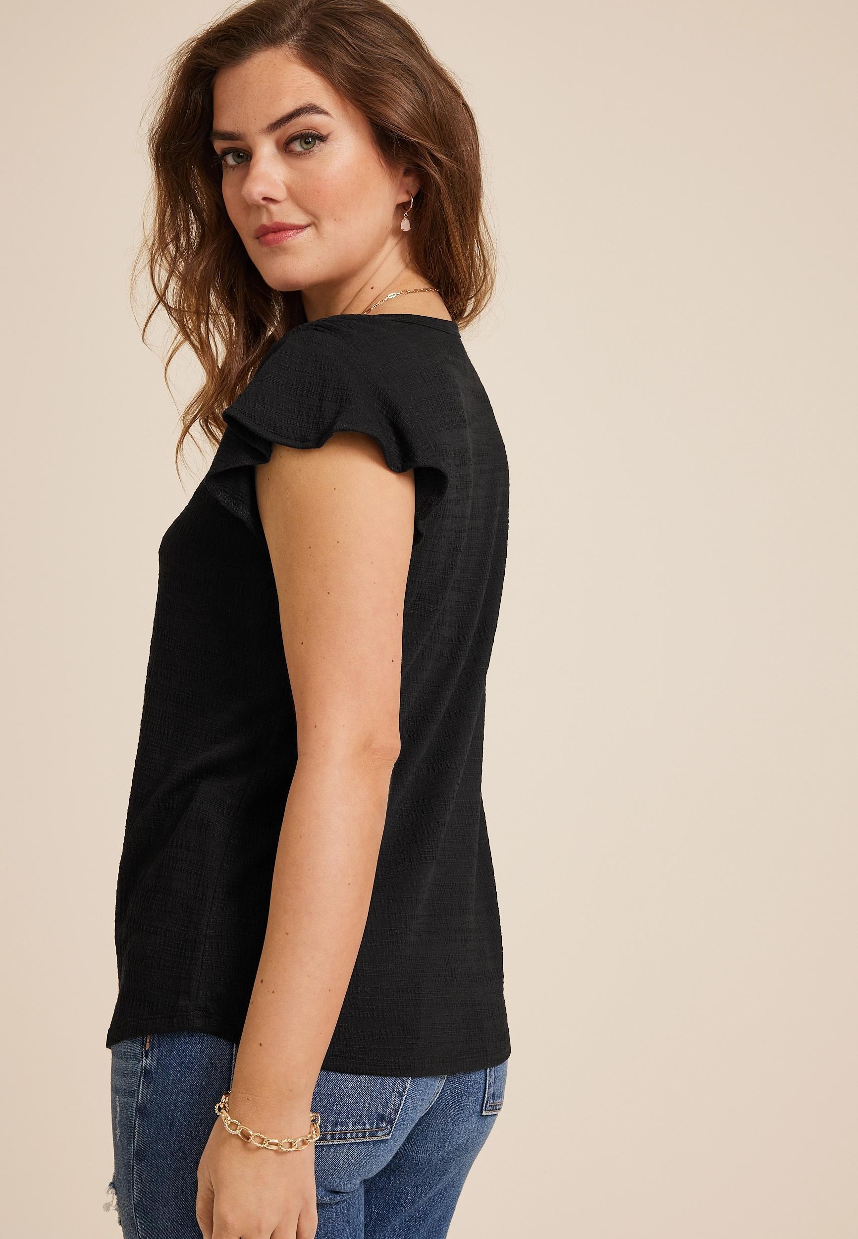 Textured Flutter Sleeve Tee Product Image